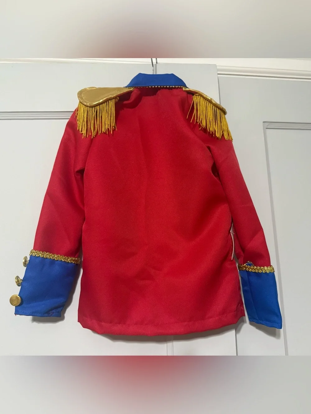 Red Nutcracker-Style Kids Costume Jacket with Gold Trim